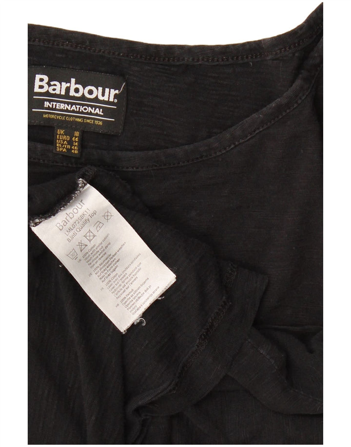 Barbour Damen T-Shirt Top UK 18 XL Schwarz Baumwolle
