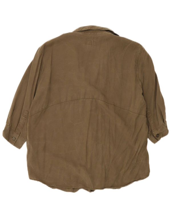 Jack Wills Damen-Blusenoberteil mit 3/4-Ärmeln, übergroß, UK 4 XS, Khaki, Lyocell