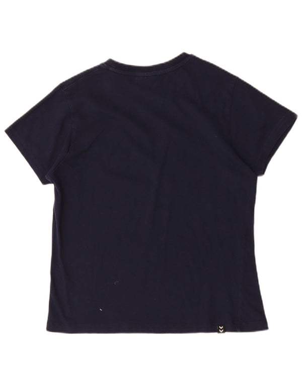 Hummel Damen Grafik T-Shirt Top UK 14 Medium Marineblau