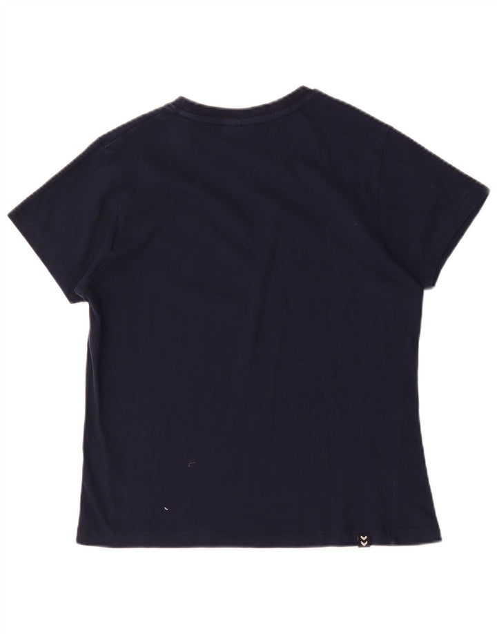 Hummel Damen Grafik T-Shirt Top UK 14 Medium Marineblau
