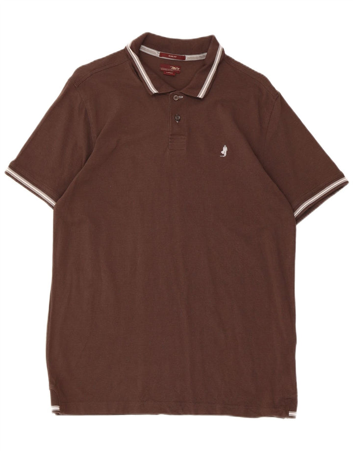 Marlboro Classics Herren-Poloshirt mit schmaler Passform, große braune Baumwolle