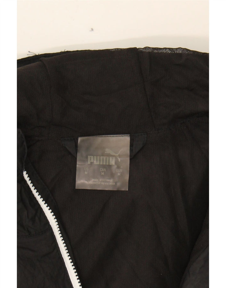 PUMA Womens Graphic Hooded Tracksuit Top Jacket UK 14 Medium Black Vintage Puma and Second-Hand Puma from Messina Hembry 