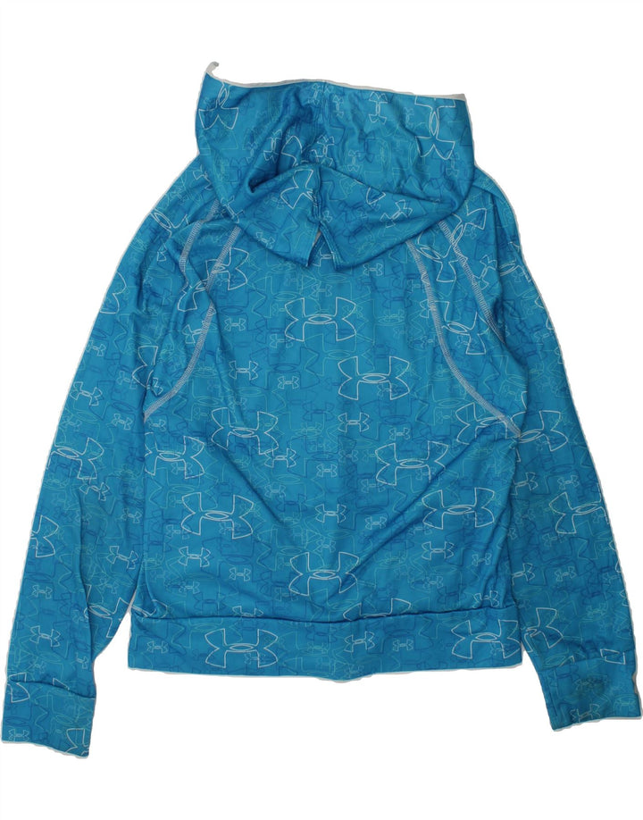 UNDER ARMOUR Girls Hoodie Jumper 12-13 Years Medium Blue Polyester | Vintage Under Armour | Thrift | Second-Hand Under Armour | Used Clothing | Messina Hembry 