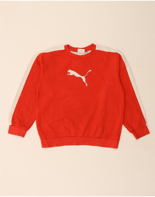 PUMA Grafik-Sweatshirt für Jungen, 11–12 Jahre, rote Farbblock-Baumwolle