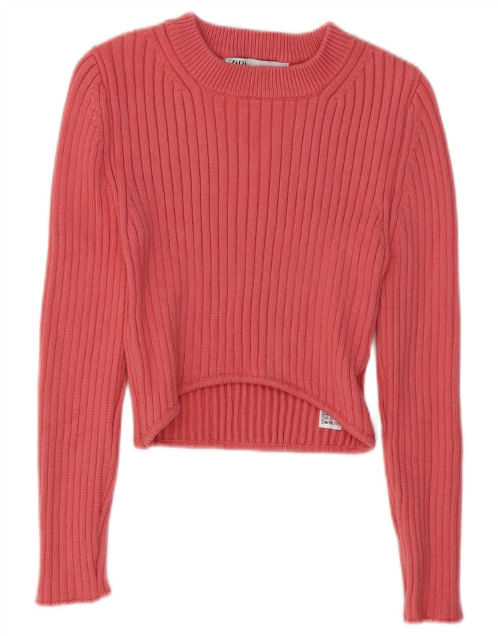 Zara Damen Top Langarm UK 14 Große rosa Viskose