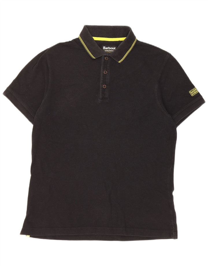 Barbour Herren-Poloshirt, mittelschwarz, gestreift, Baumwolle