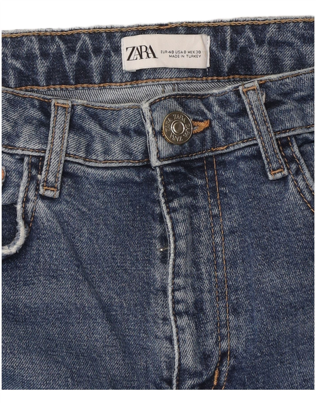 ZARA Damen Distressed Slim Jeans EU 40 Mittel W30 L26 Blau