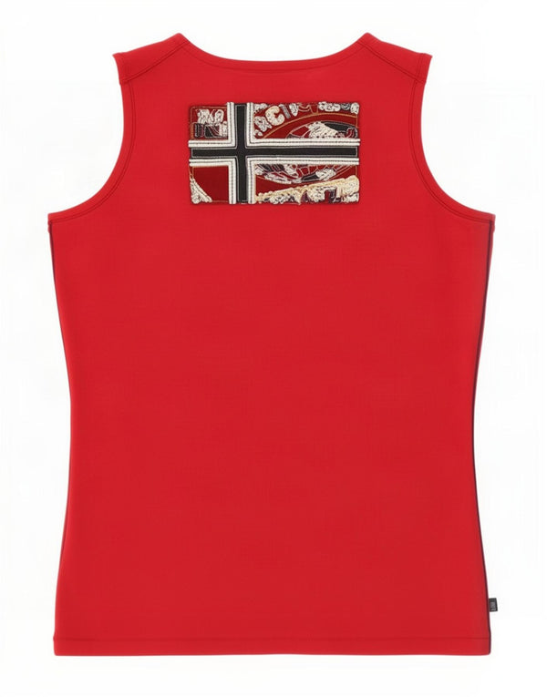 Napapijri Damen Grafik-Trägershirt UK 14 Große rote Baumwolle