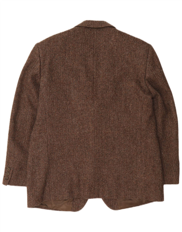 Lebole Herren 2-Knopf-Blazerjacke UK 38 Mittelbrauner Fischgrätenmuster