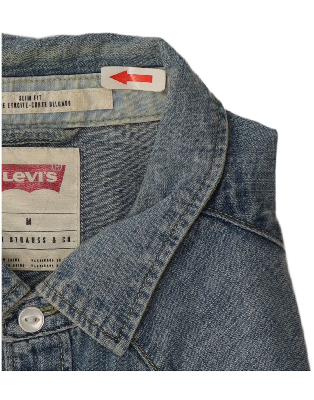 Levi's Herren Slim-Fit-Jeanshemd aus mittelblauer Baumwolle