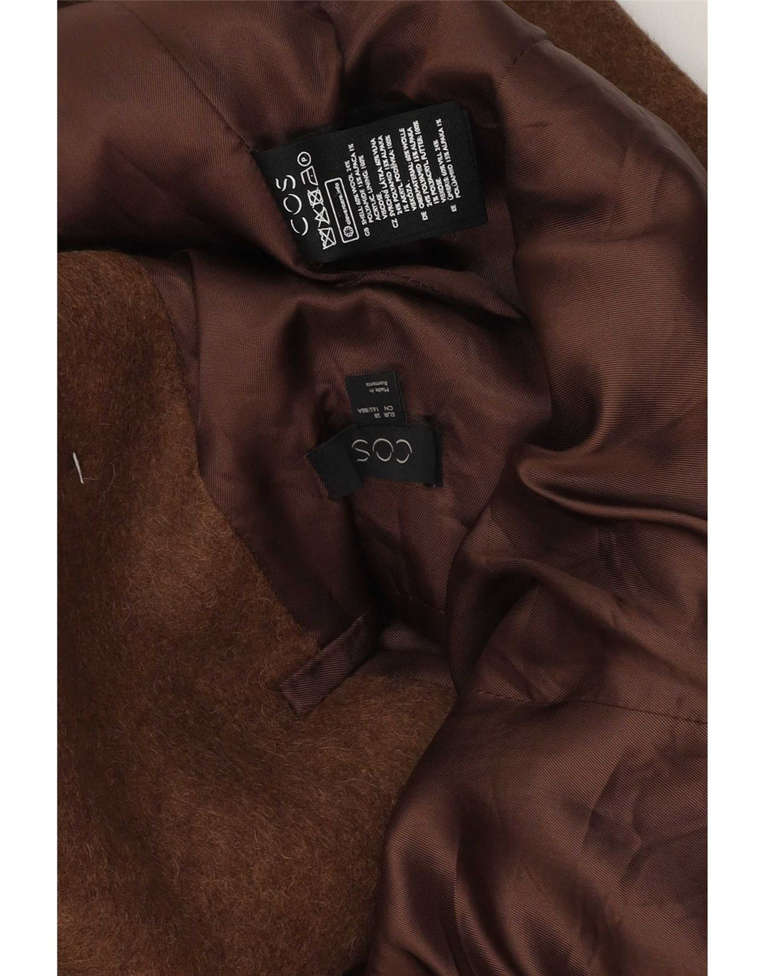 Cos Womens Open Overcoat EU 38 Mittelbraune Wolle