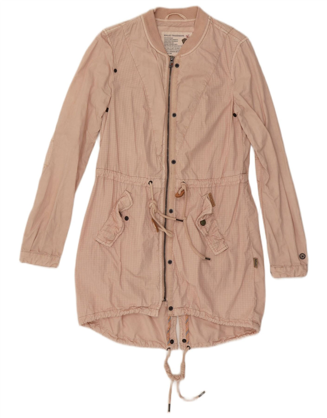 KHUJO Damen Parka-Jacke UK 10 Small Pink Check Baumwolle