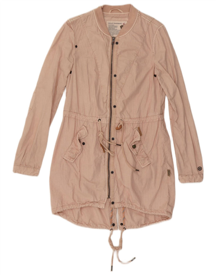 KHUJO Damen Parka-Jacke UK 10 Small Pink Check Baumwolle