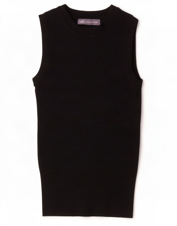 Marks & Spencer Damen Weste Tank Top UK 8 Small Schwarze Viskose