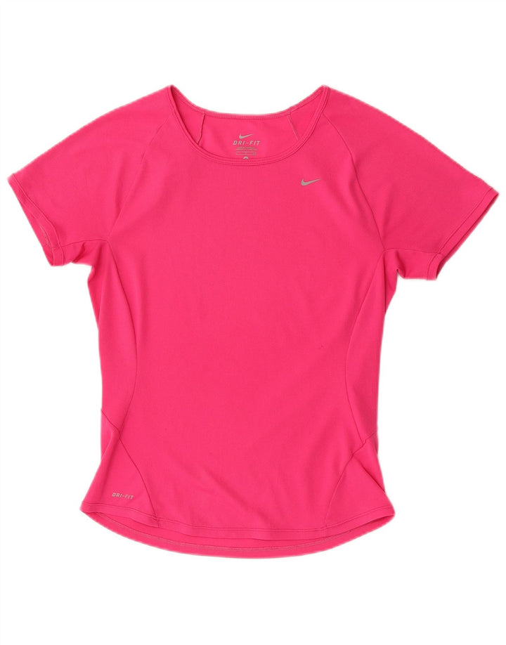 Nike Damen Dri Fit T-Shirt Top UK 10 Small Pink