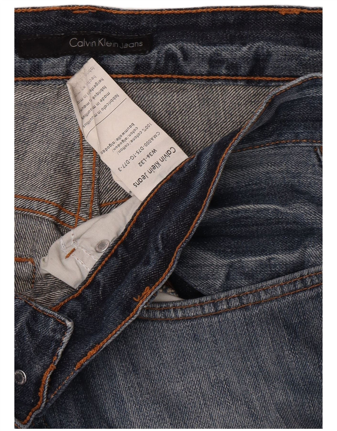 Calvin Klein Herren Straight Jeans W36 L32 Blaue Baumwolle