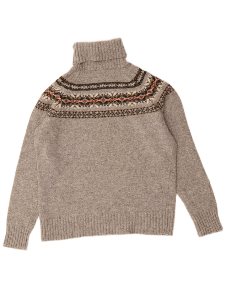 Rollkragenpullover für Damen von Zara, Gr. 14, Mittelgrau, Fair Isle