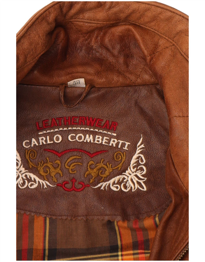 CARLO COMBERTI Herren Lederjacke IT 48 Mittelbraunes Leder