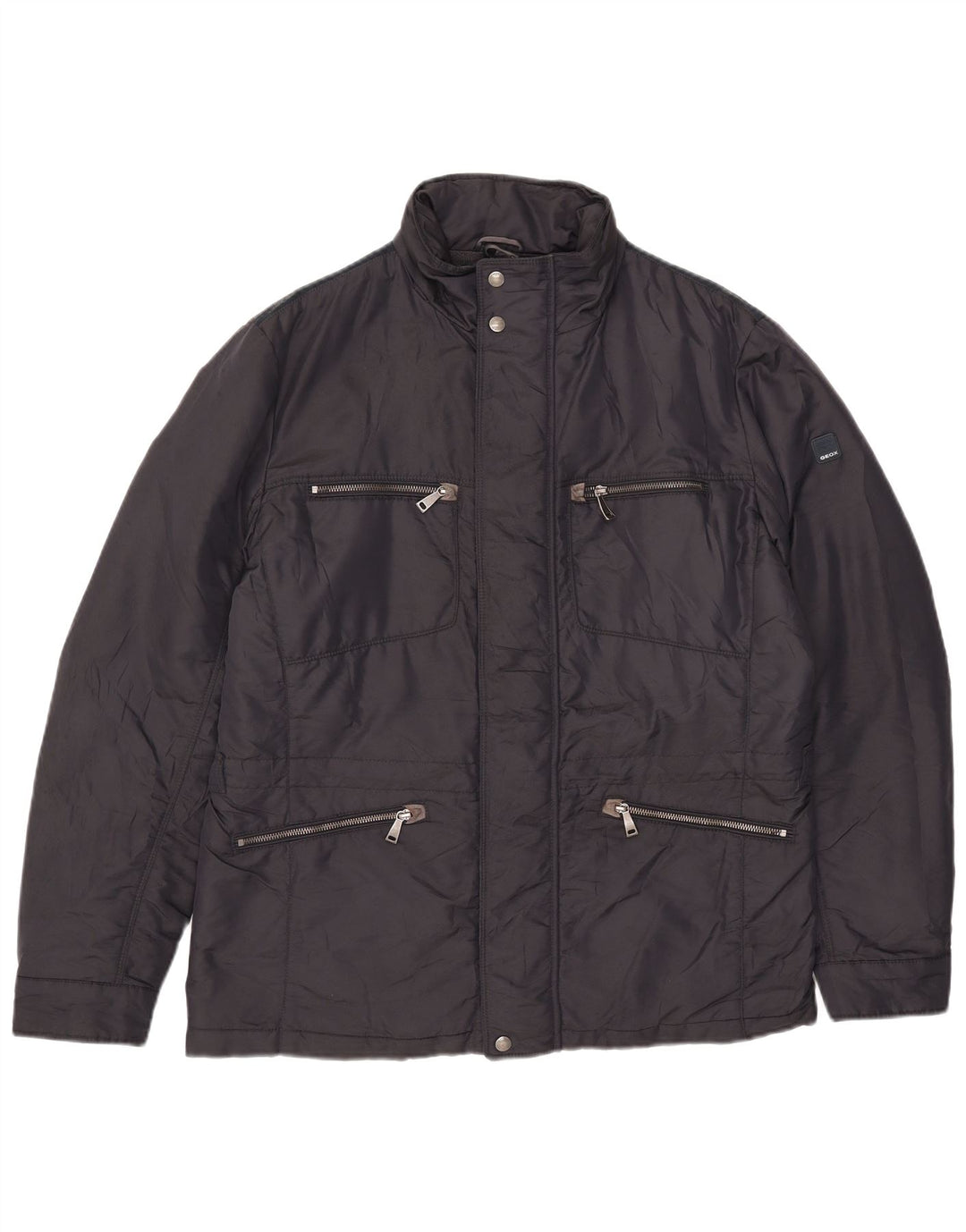 Geox Herren-Utility-Jacke mit Kapuze, UK 40, groß, marineblau, Polyamid