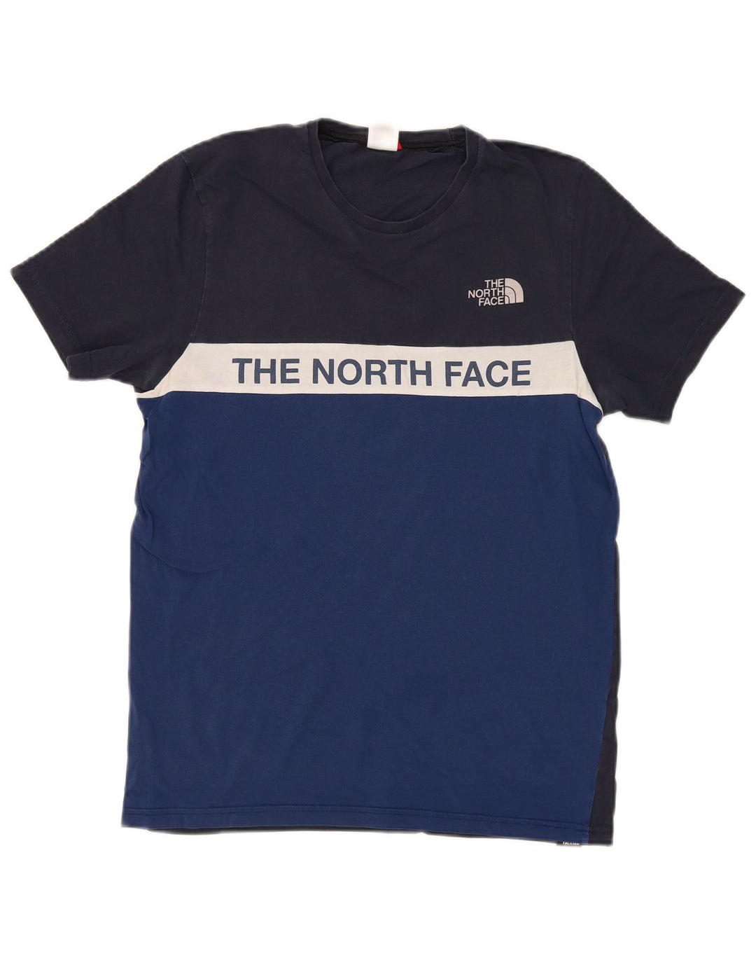 THE NORTH FACE Herren-T-Shirt mit Grafik, Größe S, Blau, Colourblock-Baumwolle