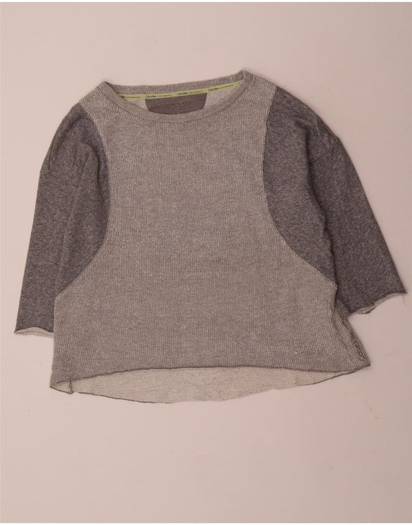 CALVIN KLEIN Damen Performance Top Langarm UK 18 XL Grau Farbblock
