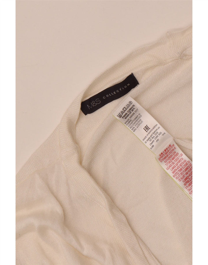 Marks & Spencer Offener Damen-Cardigan-Pullover UK 14 Large Weiße Viskose