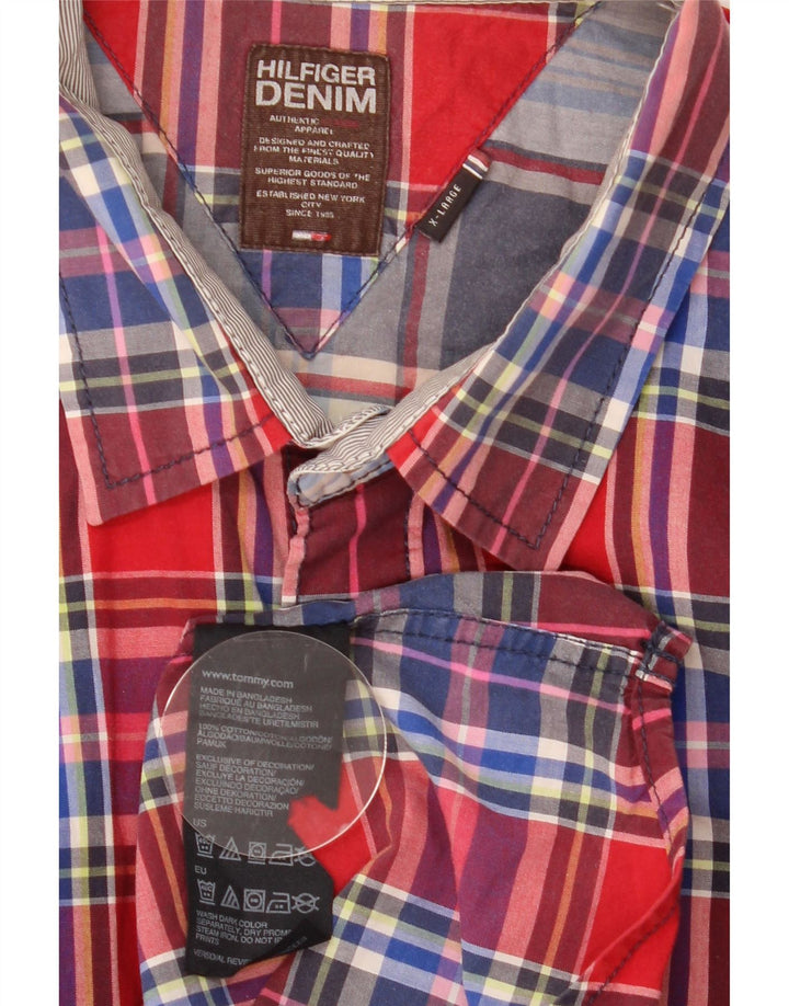 Tommy Hilfiger Herrenhemd XL, rot karierte Baumwolle