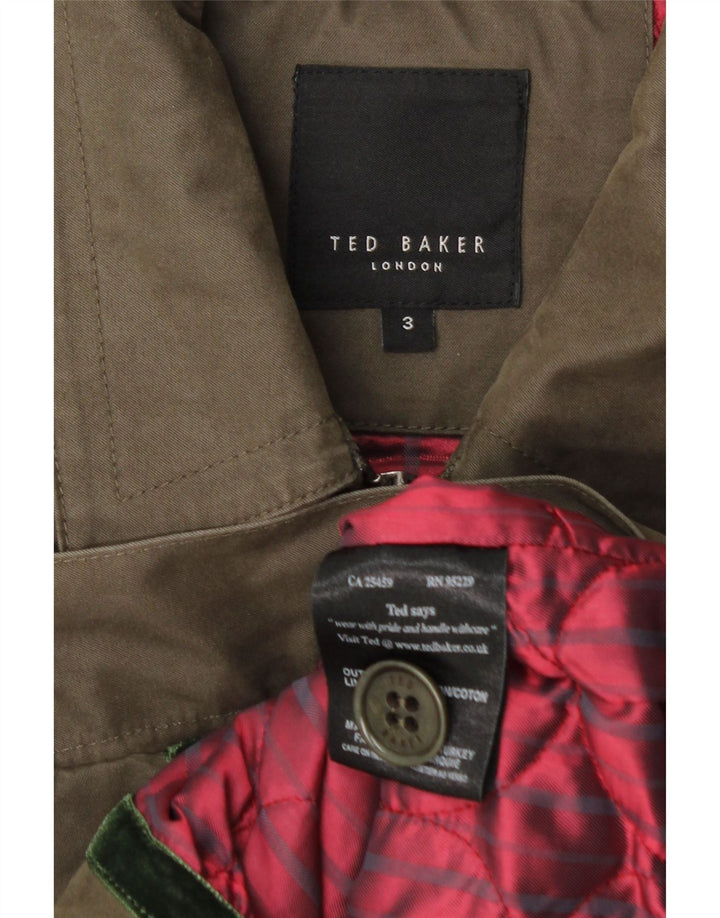 Ted Baker Herren-Bomberjacke, Größe 3, mittlere Khaki-Baumwolle