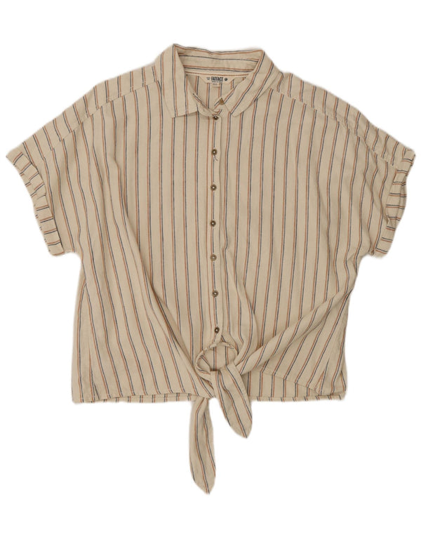 Fat Face Damen Kurzarm UK 14 Large Beige gestreift