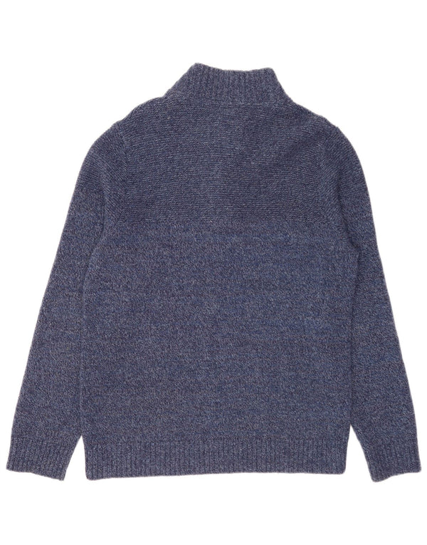 Fat Face Herren-Pullover mit Knopfkragen, groß, marineblau, gestreift, Wolle