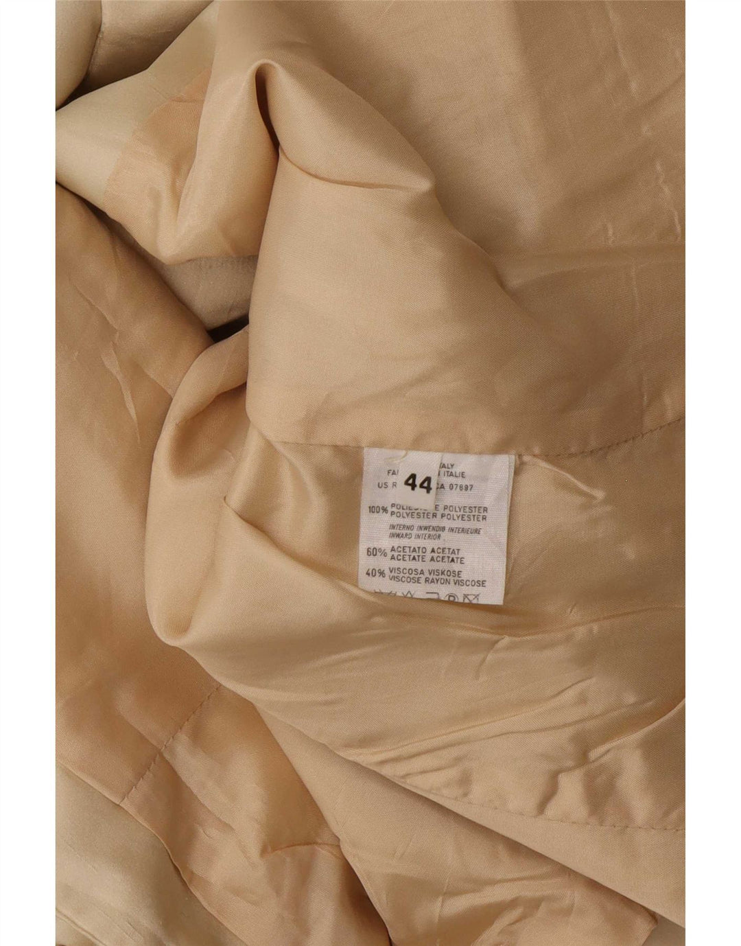 Benetton Womens Crop 3 Button Blazer Jacke IT 44 Medium Beige Polyester