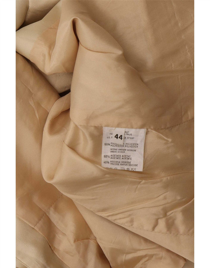 Benetton Womens Crop 3 Button Blazer Jacke IT 44 Medium Beige Polyester