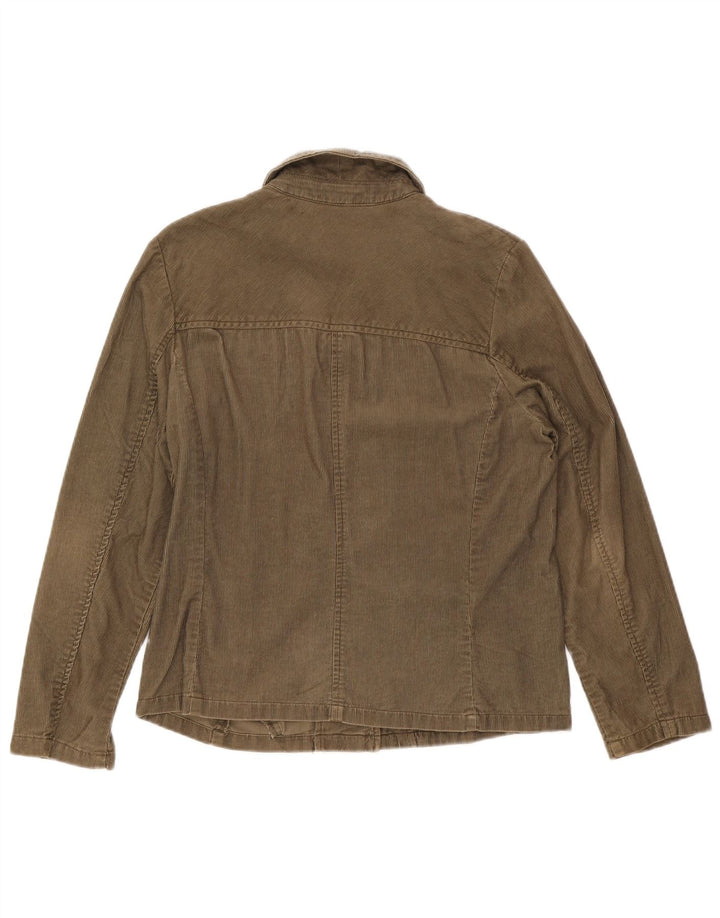 Eddie Bauer Damen Cordjacke UK 14 Medium Khaki Baumwolle