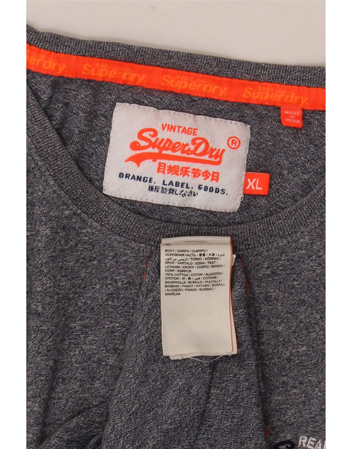 SUPERDRY Herren-T-Shirt-Oberteil XL aus blau melierter Baumwolle