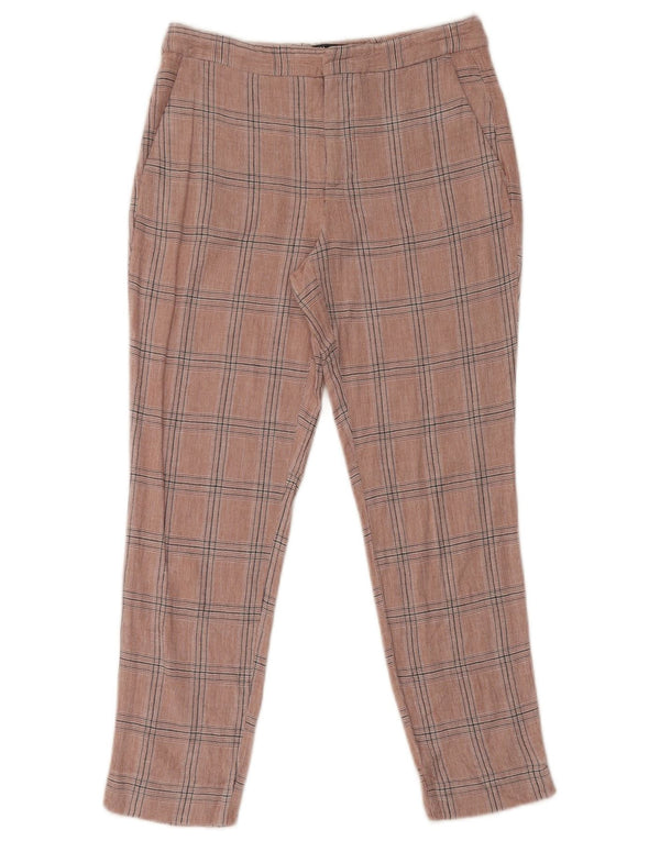 Schmale, kurze Hose von Zara für Damen, EU 34, 2XS, W24, L24, rosa karierte Viskose