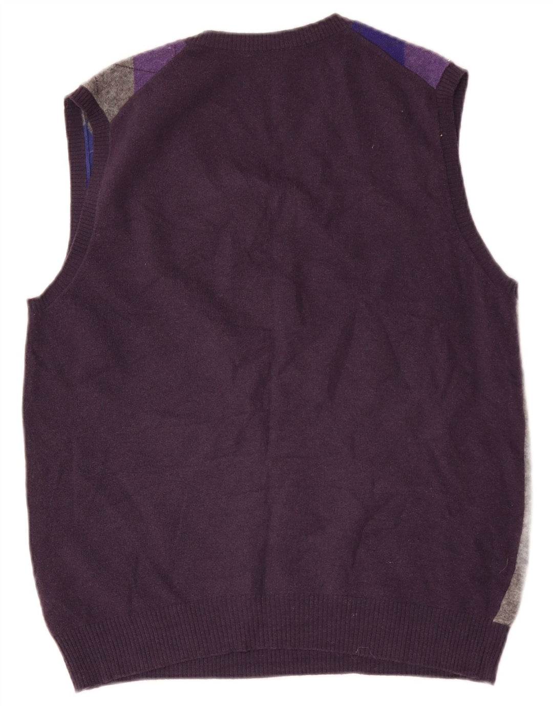 Benetton Herren Weste Tank Top Mittel Marineblau Argyle/Diamant