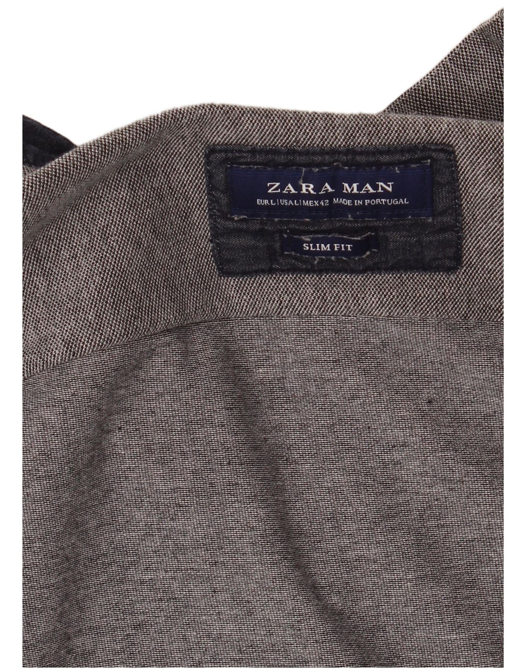 Zara Herren Kurzarm-Slim-Fit-Hemd, Größe L, Grau
