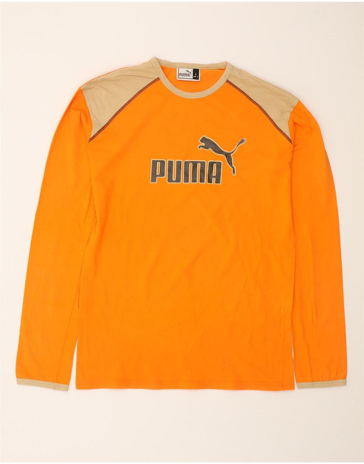 PUMA Herren Graphic Top Langarm Large Orange Colourblock Baumwolle