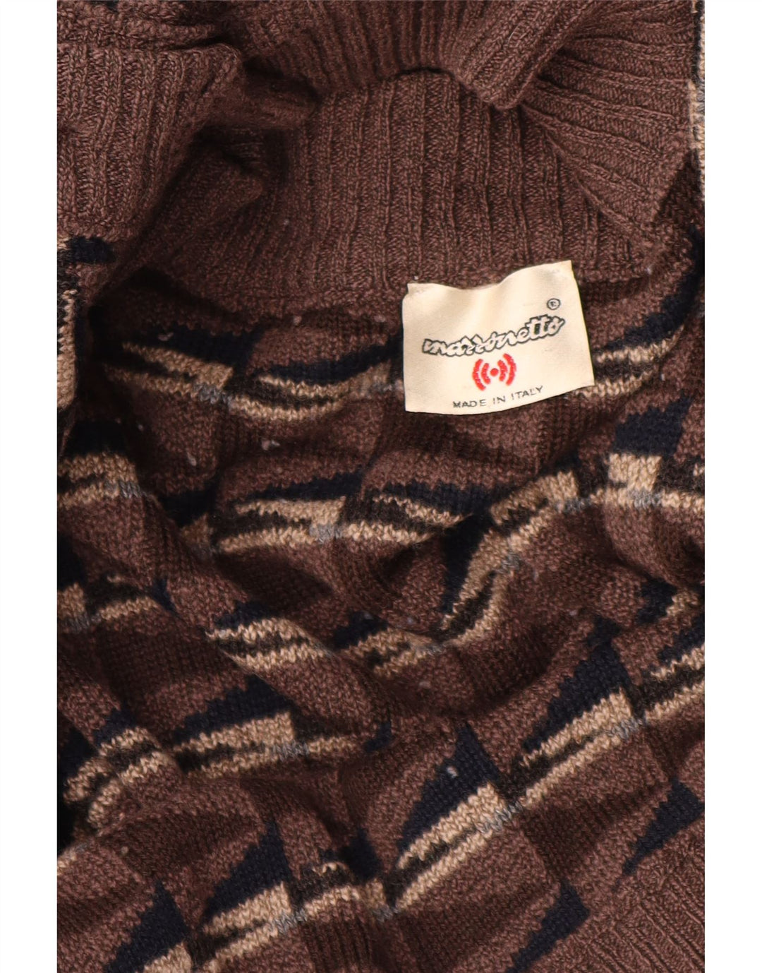 Mazzonetto Herren Strickjacke XL Braun Geometrisch