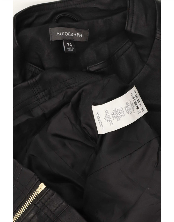 Marks & Spencer Damen Autograph Bikerjacke UK 14 Large Schwarz