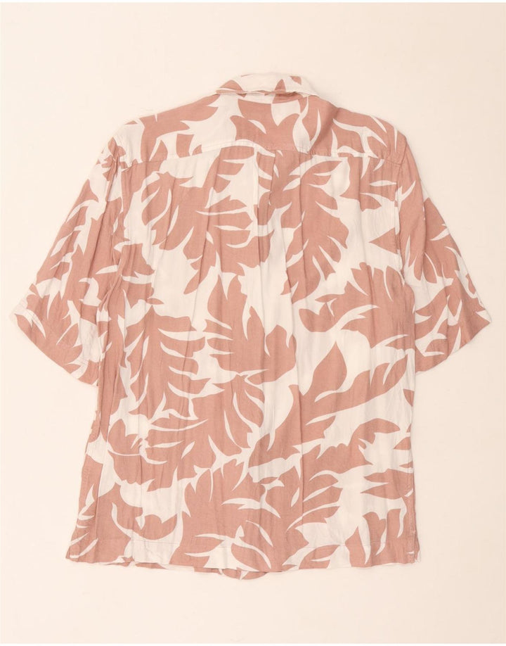 Diesel Herren-Kurzarmhemd, groß, aus Viskose mit Blumenmuster, Weiß