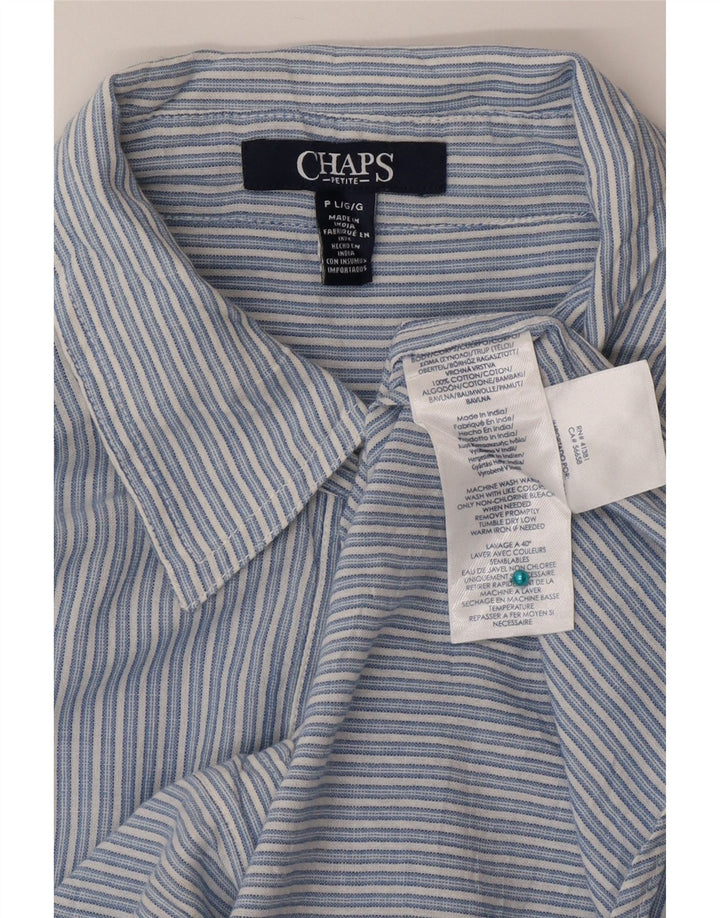 Chaps Womens Petite Shirt UK 16 Große blau gestreifte Baumwolle