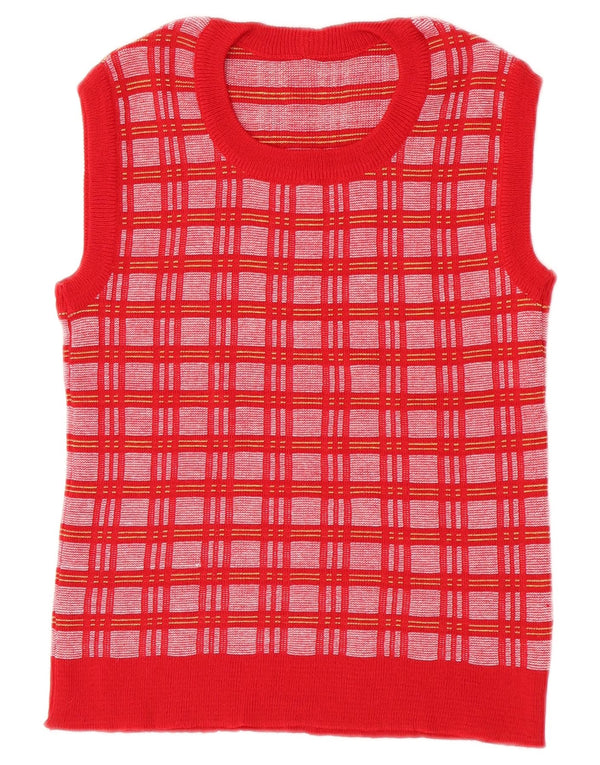 Vintage Damen Weste Tank Top IT 46 Großer roter Karo