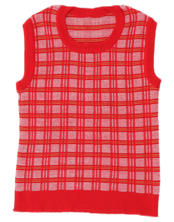 Vintage Damen Weste Tank Top IT 46 Großer roter Karo
