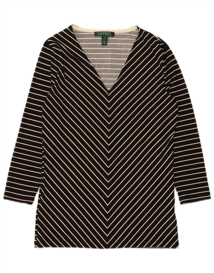 Ralph Lauren Damen-Tunika-Oberteil mit 3/4-Ärmeln, Größe M, Schwarz, Chevron