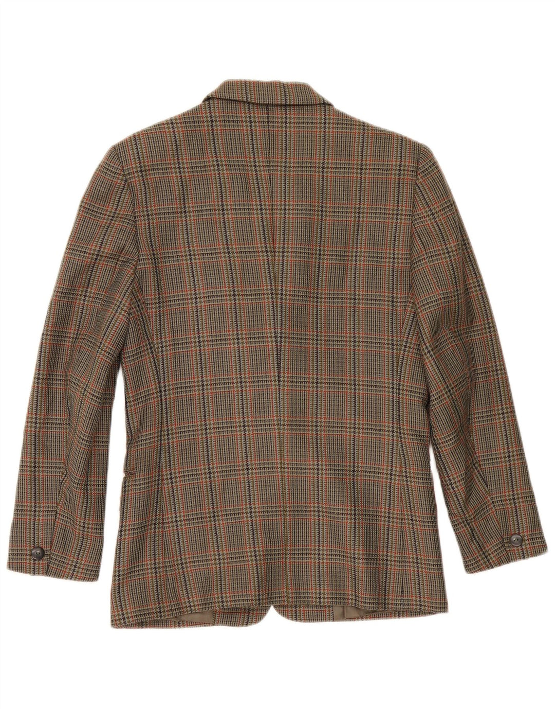 Vintage Damen 2-Knopf-Blazerjacke IT 42 Mittelgrüne Hahnentrittwolle