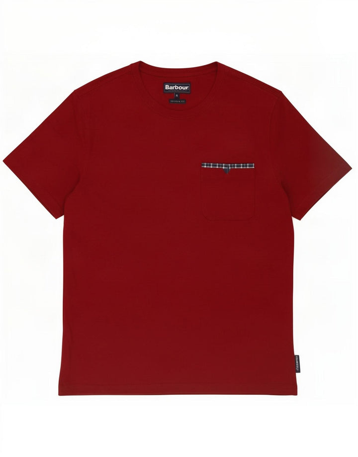Barbour Tailored Fit T-Shirt-Oberteil für Herren aus mittlerer burgunderroter Baumwolle