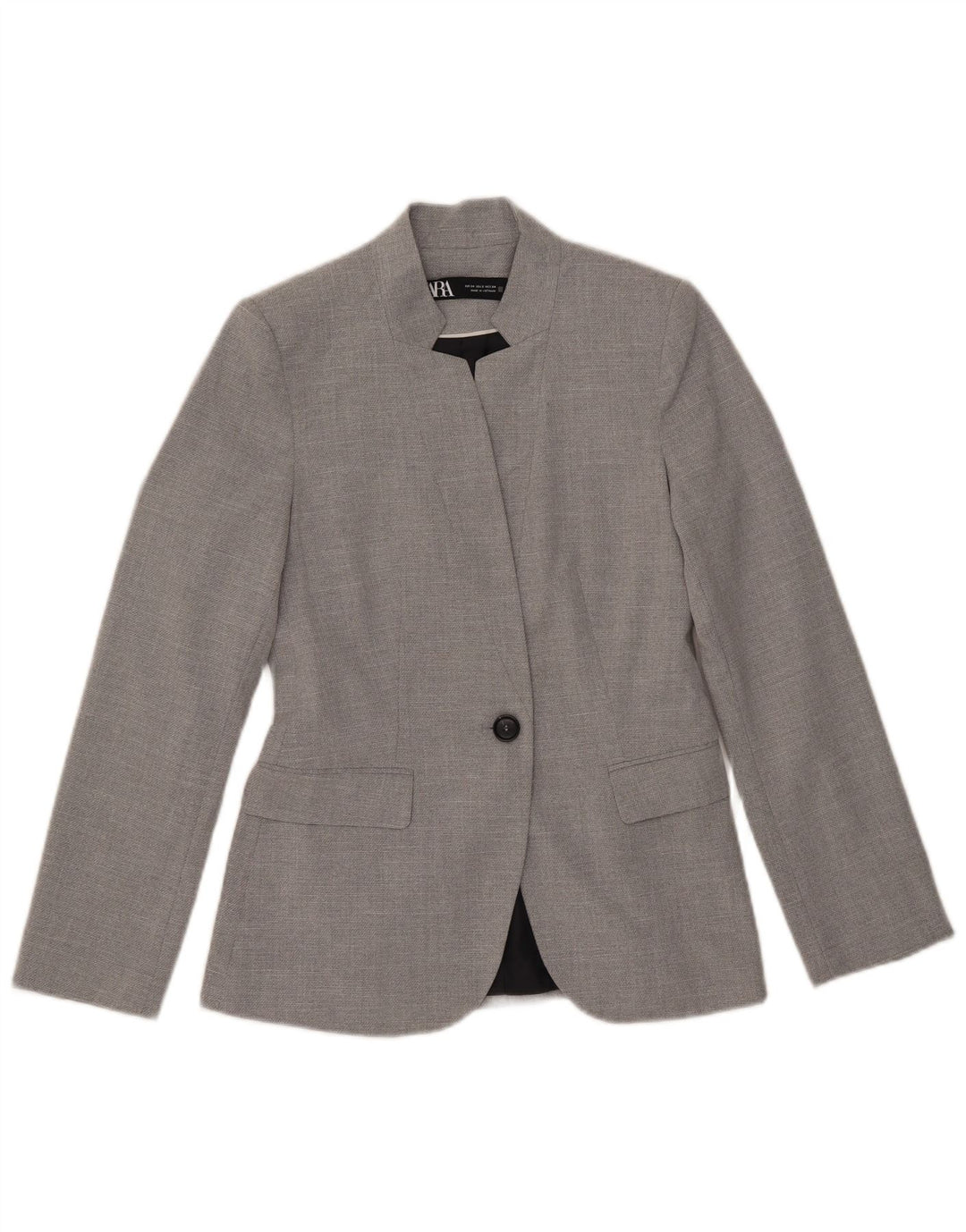 Zara Damen 1-Knopf-Blazerjacke EU 34 2XS Graues Polyester
