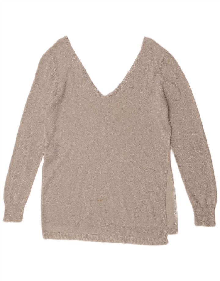 Oasis Damen Top Langarm UK 16 Large Grau meliert Viskose