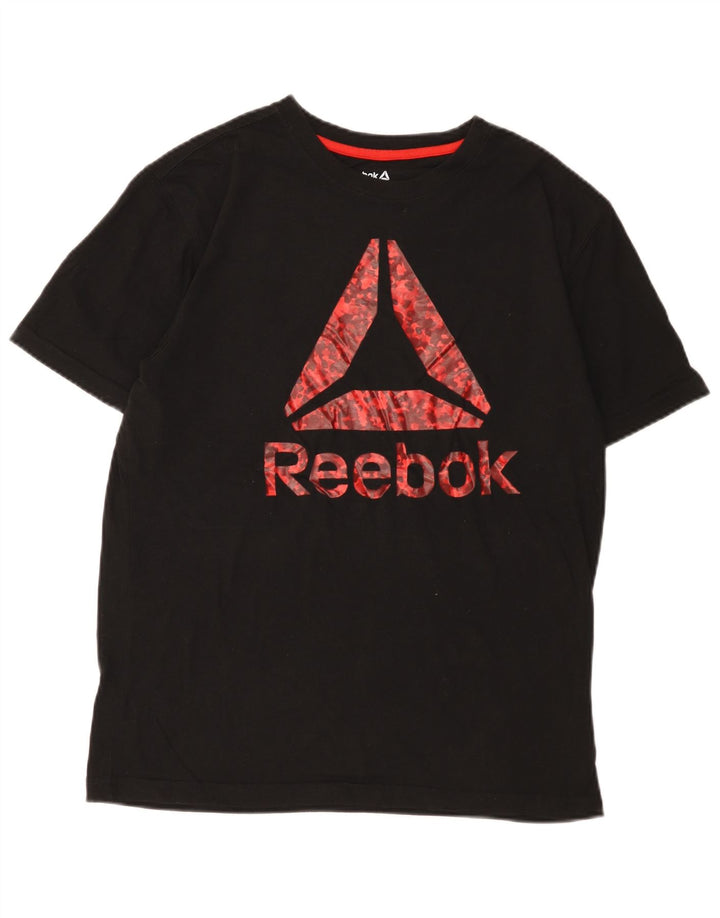Reebok Herren Grafik T-Shirt Top Small Schwarz Baumwolle